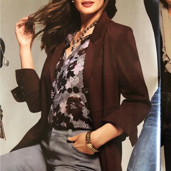 Cabi XS Floral V Neck Blouse Top Chiffon Sheer 3618 Weaver Sleeveless Flutter - Picture 4 of 9